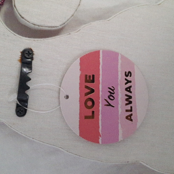 Love You Always Gnome Fabric & MDF Beaded Wall Decoration Plaque Valentines Day - Picture 4 of 4